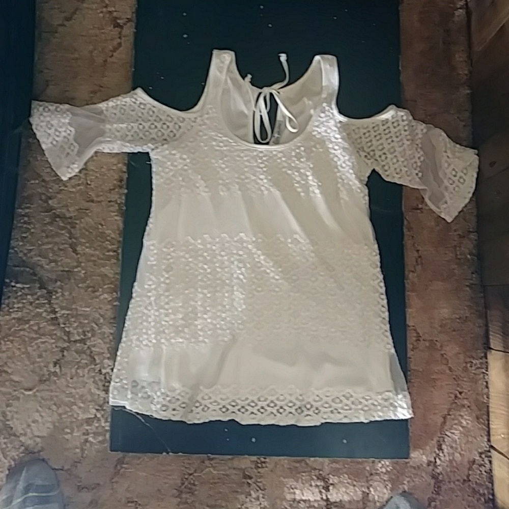 White cold shoulder top